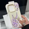Матовый кожаный противоударный чехол для iPhone 16 Pro Max 15 14 Pro 13 12 11 фиолетовый цветочный узор тонкий мягкий бампер из ТПУ