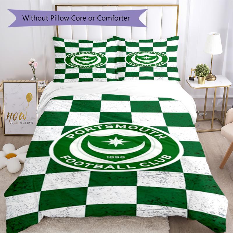 Portsmouth F.C Printed Pattern Duvet Cover Set – includes 1 duvet cover and 2 matching pillowcases Bedroom decor Christmas gifts