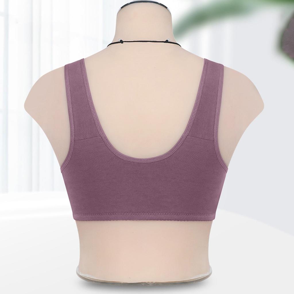 Women's Middle-aged And Elderly Large Size No Steel Ring Front Buckle Wide Shoulder Strap Soft Cotton Cup Bra