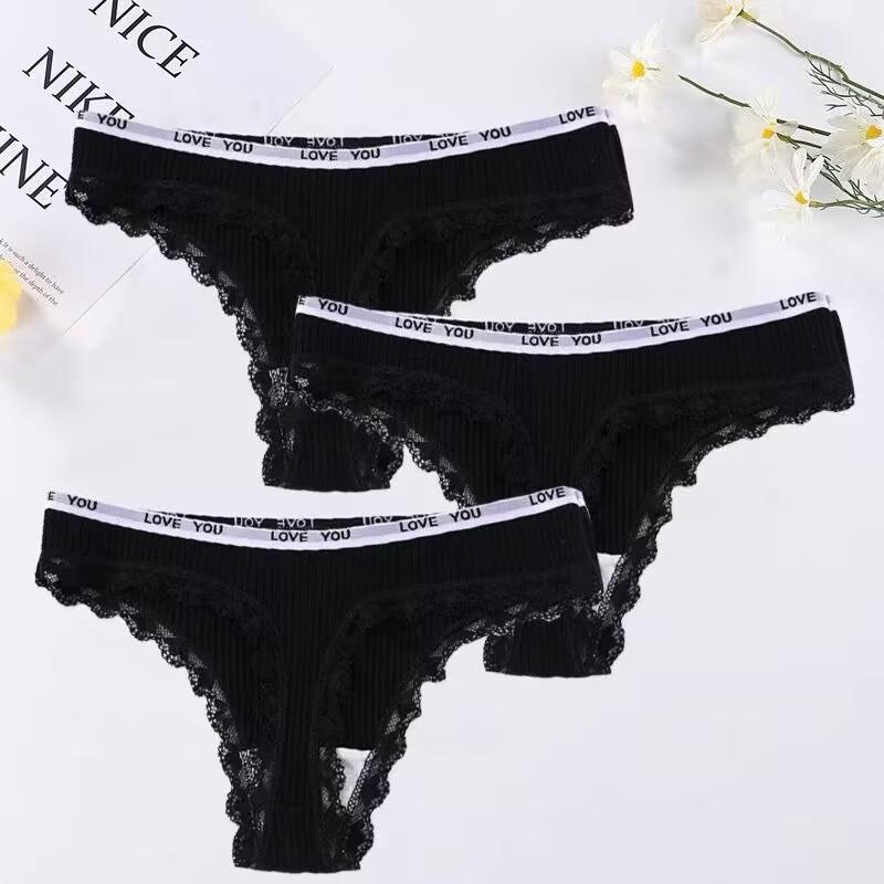 3PCS Women Thongs Panties G-String Cotton Women Underwear Female Low Waist Sexy Thong Womens Intimates Thongs Lingeries Tangas