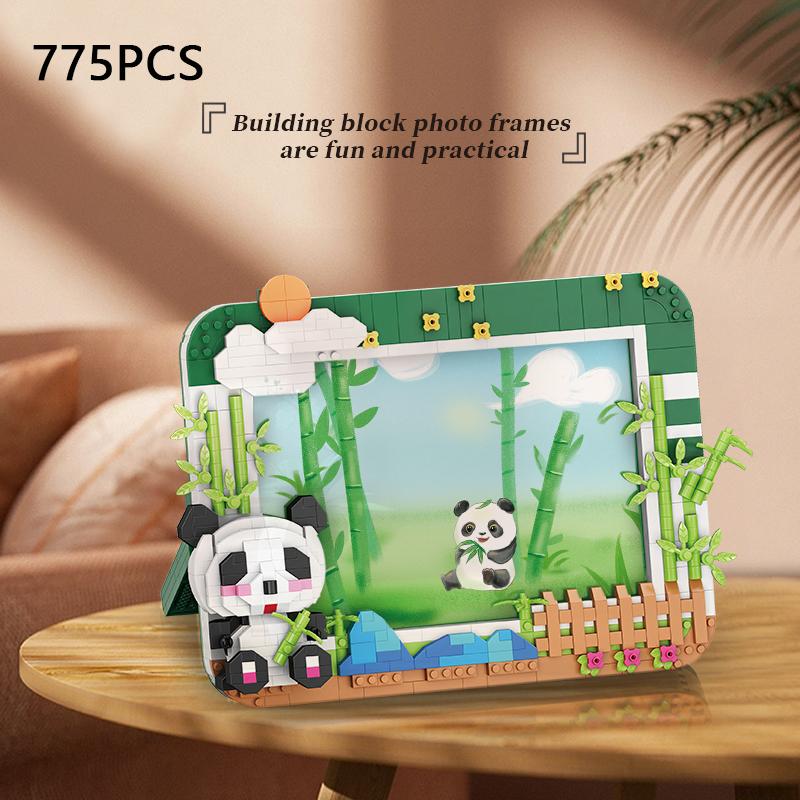 Панда бамбуковая фоторамка строительные блоки игрушка панда тема фото настенная модель кирпичи игрушка украшение рабочего стола детские рождественские подарки
