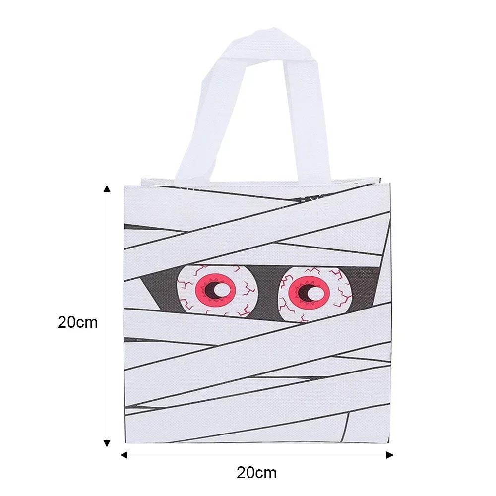 1-20pc Halloween Non-Woven Treat Bags Pumpkin Ghost Bat Mummy Monster Cat Pattern Totes Bag Trick or Treat Halloween Party Favor