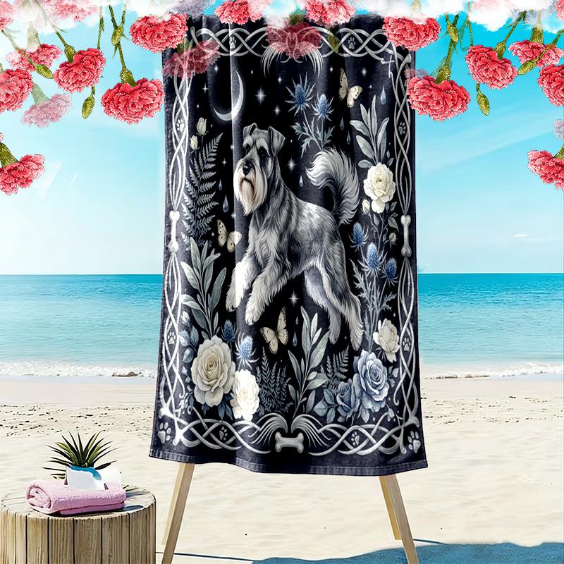Vintage Floral Dragon Print Beach Towel, Large Soft Quick Dry Towel for Beach Camping Swimming