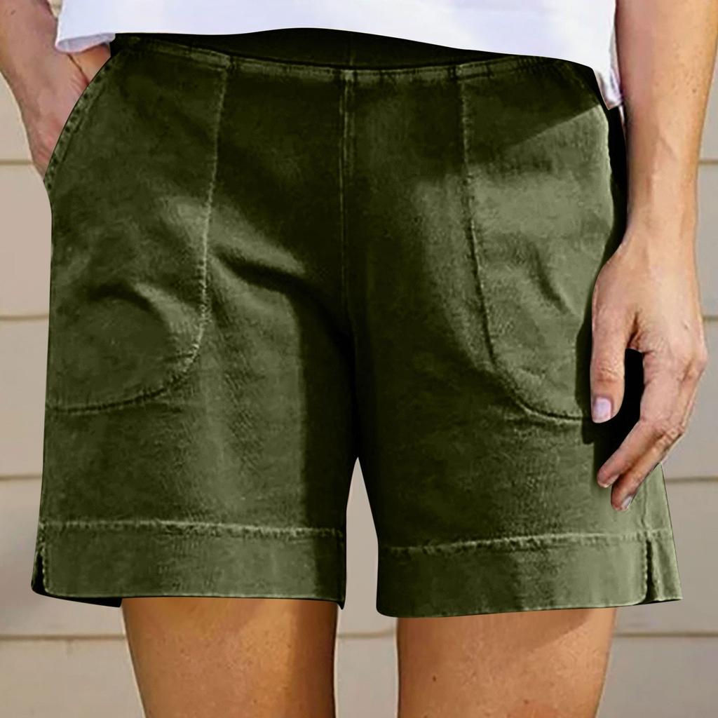 Женские повседневные летние эластичные пляжные шорты однотонные повседневные шорты