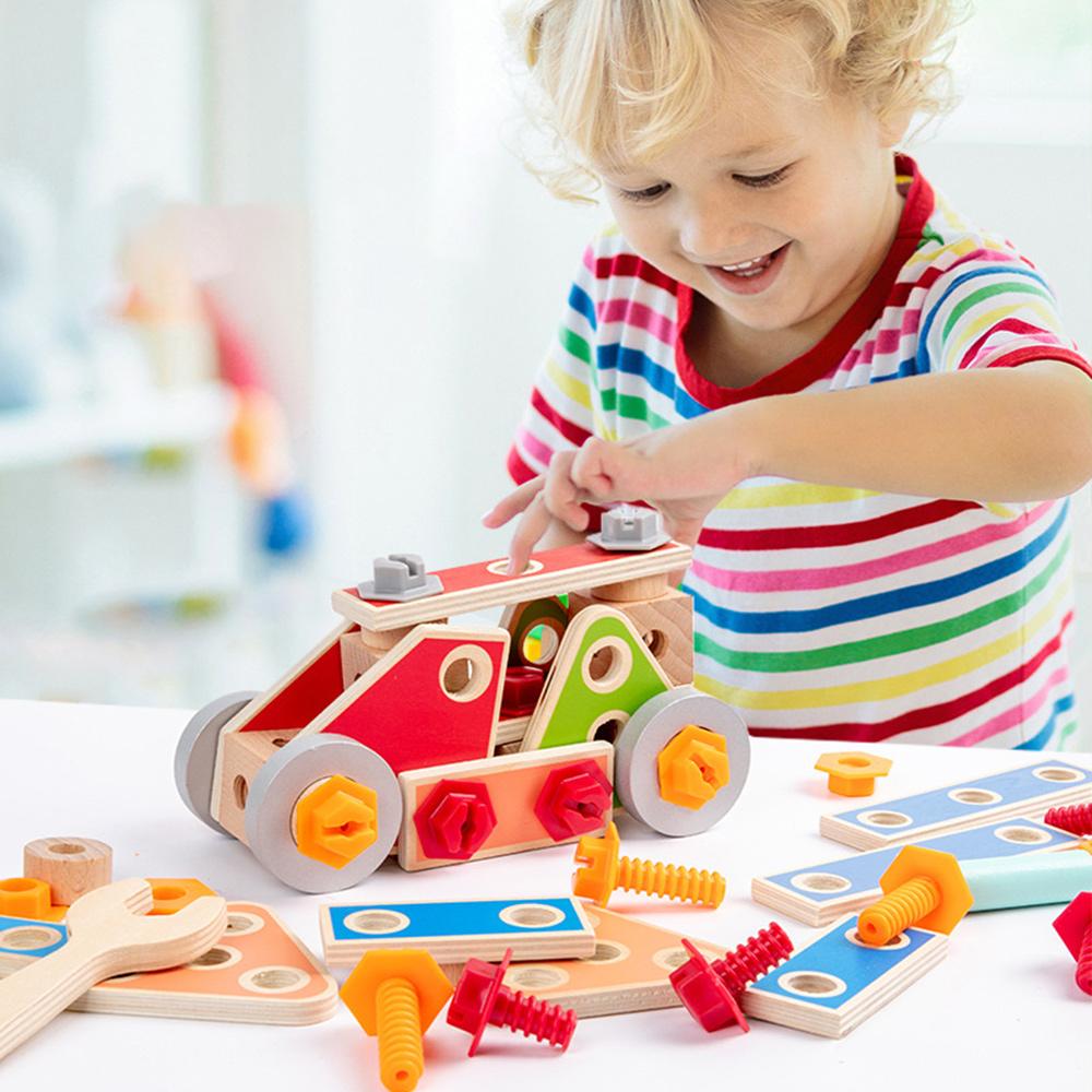 Деревянный строительный блок, разборка и разборка винтовых игрушек, сборка гаек, игрушки-головоломки Монтессори, развивающие детские игрушки