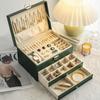 Luxury Layered Leather Jewelry Box - Large Capacity, Multi-Drawer Storage for Necklaces and Earrings