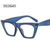 SO&EI Retro Cat Eye Women Glasses Frame Fashion Candy Color Leopard Eyewear Men Clear Anti-Blu-Ray Spring Hinge Optical Frame