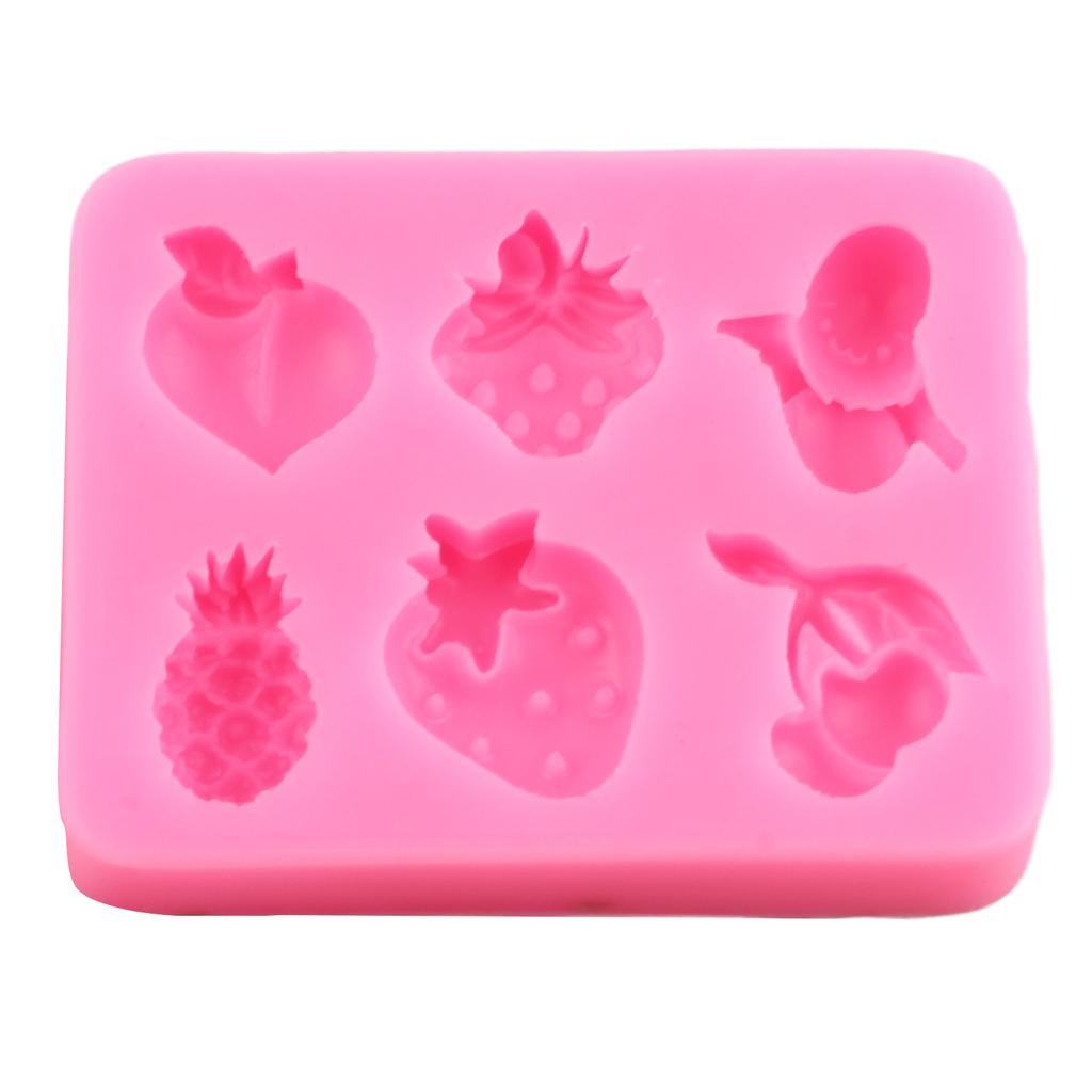 Силиконовая форма для помадки с фруктами и овощами, клубникой для украшения торта из сахара, топпер для кексов, конфет, шоколадной жевательной резинки, формы для полимерной глины