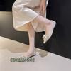 Новые модные туфли на плоской подошве с бантом из стразов и острым носком, прозрачные туфли-лодочки для женщин, весна-лето, большой размер 42 43