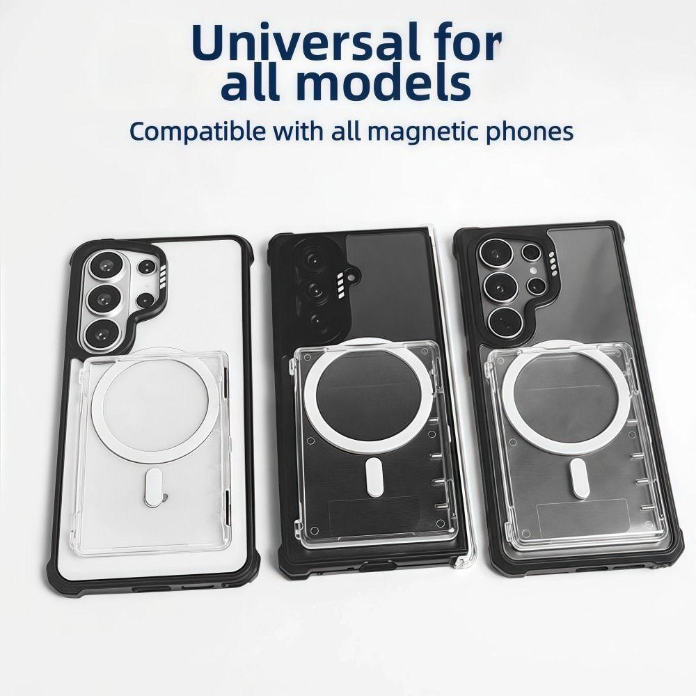 Transparent Magnetic Stand Card Holder Shockproof Wallet Phone Case For Magnetic Phone