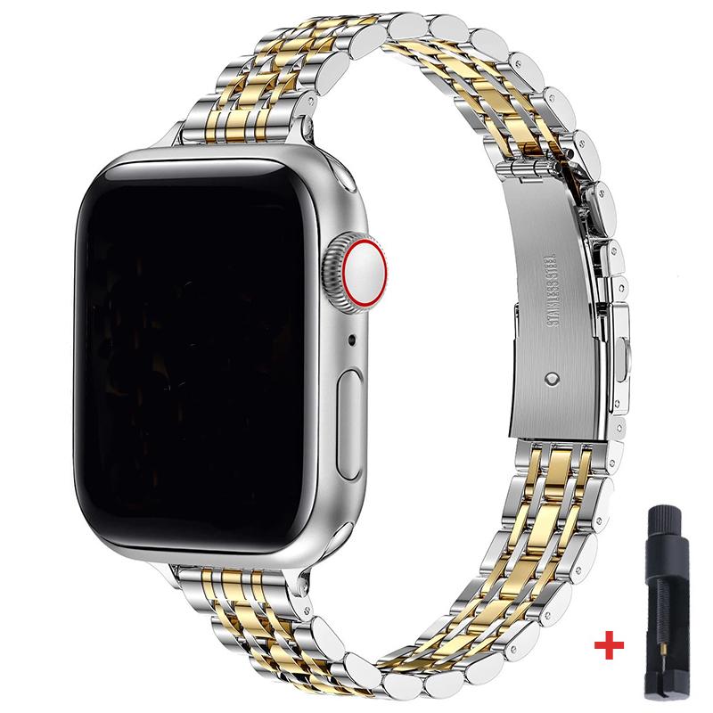 Ремешок из нержавеющей стали для Apple Watch Band 49 мм 42 мм 44 мм Металлический браслет iWatch Ultra Серия 8 7 6 SE 5 4 3 для женщин 45 мм 41 мм