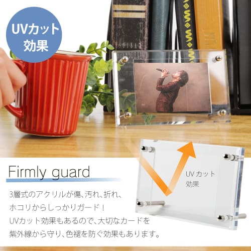 Kashiwise Display Case, Card Stand, Acrylic Frame, Grooved, 3-Layer Construction