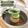 Automatic Liquid Adding Kitchen Pot Brush, Press Type, Natural Sisal for Easy Cleaning