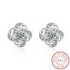 925 Sterling Silver Flower Clover Stud Earrings Wedding Elegant Cubic Zirconia Stone Earrings for Women Fine Jewelry