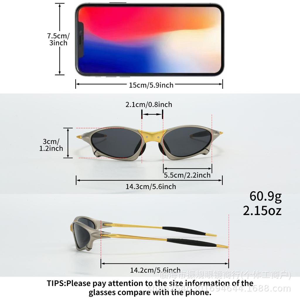 Futuristic Metal Coated Polarized Sunglasses with Oval Mechanical Gold Nose Bridge, Sports Sun Glasses for Cycling