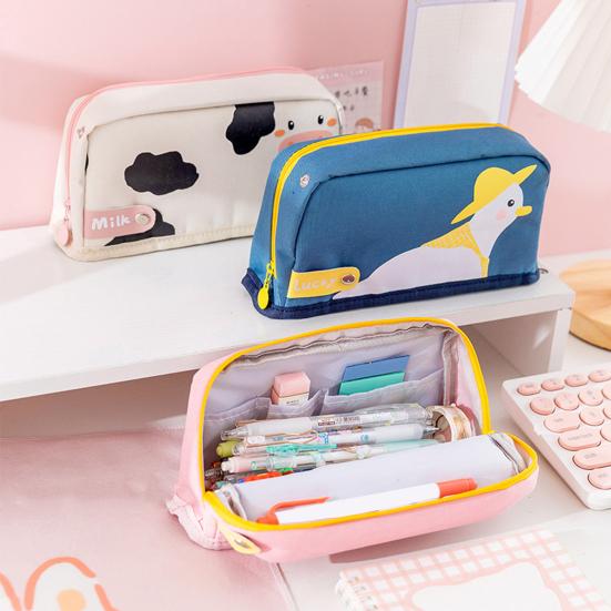 Pen Holder Large Capacity Cartoon Pattern Oxford Cloth Creative Colorful Pencil Case Bags for Students