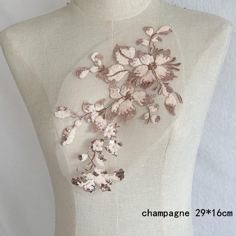 Mesh Lace Flower 2pc Colorful Sequins Hand Sewing Diy Embroidered Cloth Stickers Skirt Decoration Accessories Patch Dance Clothes