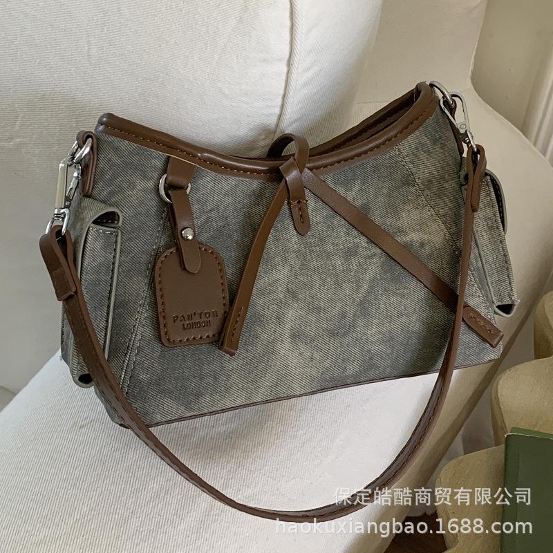 Контрастная цветная женская сумка 2025 новая высококлассная ретро сумка через плечо для работы, сумка-мессенджер для поездок, сумка-ведро