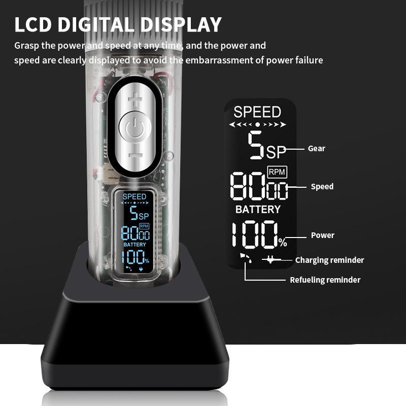 Мощная прозрачная машинка для стрижки волос с основанием, керамическими лезвиями, электрическая машинка для стрижки