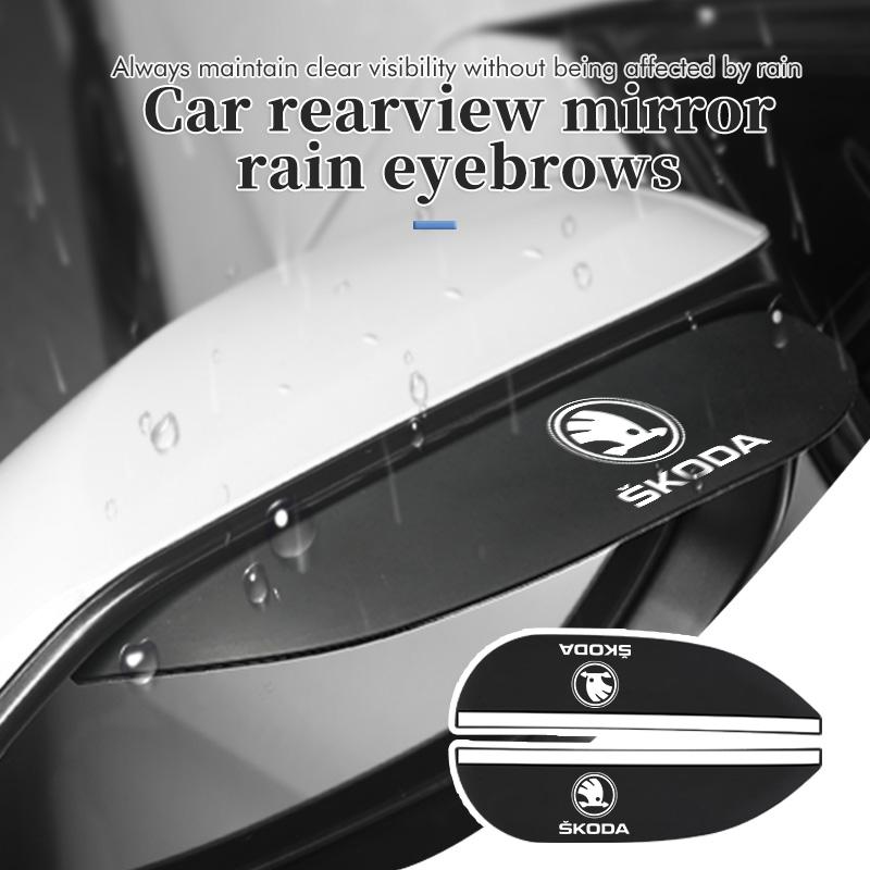 JOON9 For Skoda PVC Car Rearview Mirror Eyebrow Rain Visor Sun Shade Rainproof Cover octavia a5 a4 mk1 2 fabia superb rapid mk3 yeti