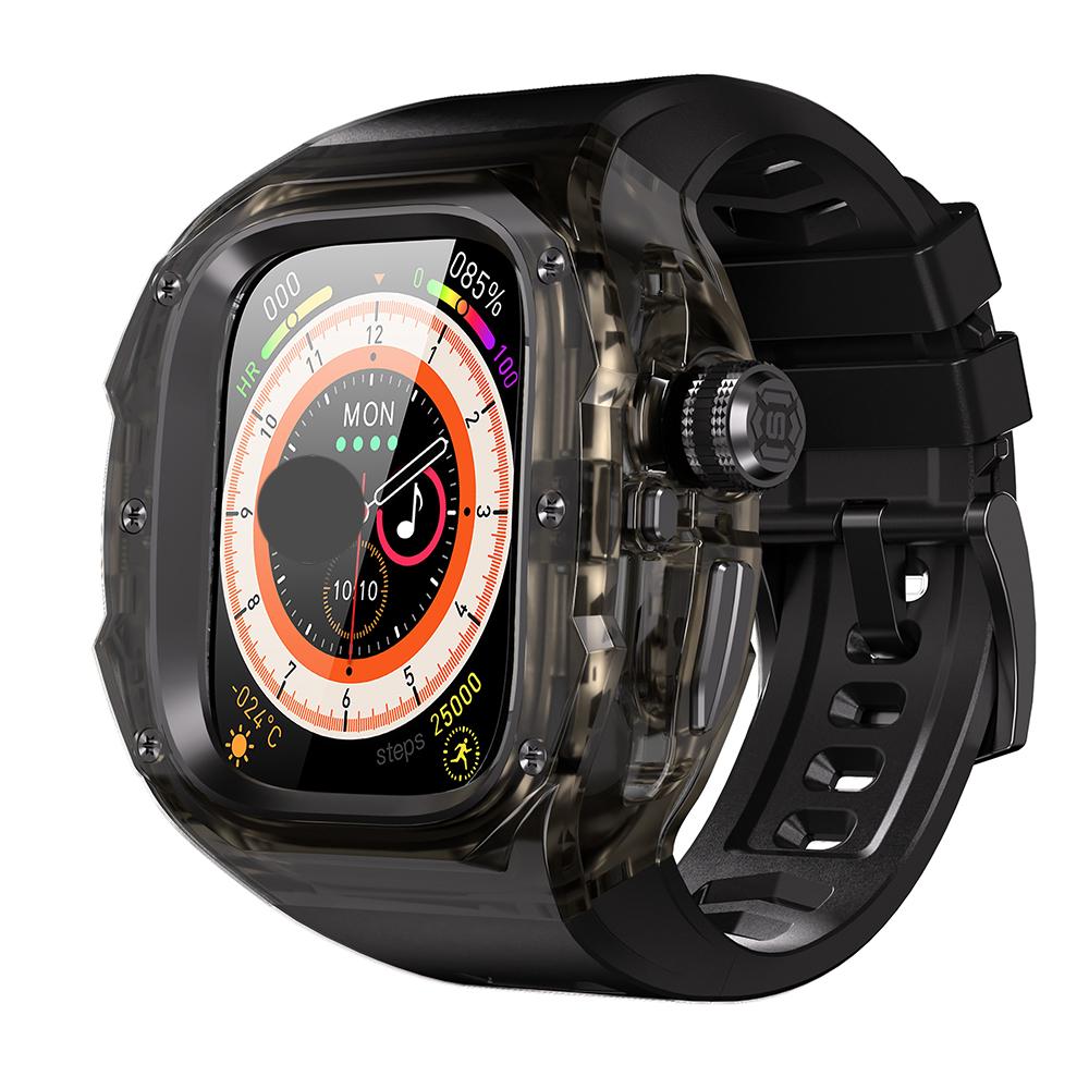 Комплект для модификации из резины для Apple Watch Ultra 3 49 мм Роскосный прозрачный корпус Ремешок для Iwatch Ultra2 1 49 мм Фторкаучуковый комплект для модификации