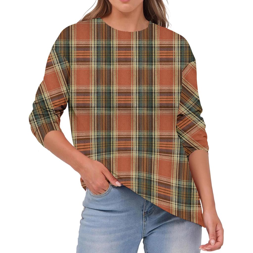 Women's Fashionable Casual Round Neck Solid Color Long-sleeve Top