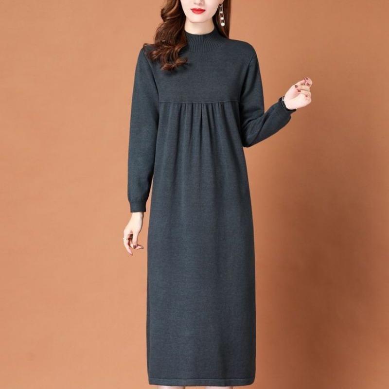 Вязаное платье Женское Весна Осень Новое Высококачественное Платье-свитер Пальто Внутренний слой Юбка