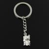 Fashion 30mm Key Ring Metal Key Chain Keychain Jewelry Antique Bronze Silver Color Plated Lucky Cat 23x11mm Pendant