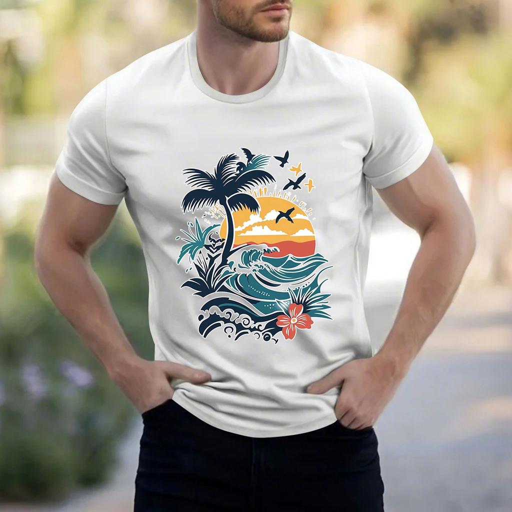 Men's Stand Collar Short Sleeve Shirt Loose Leisure Holiday Shirt Man