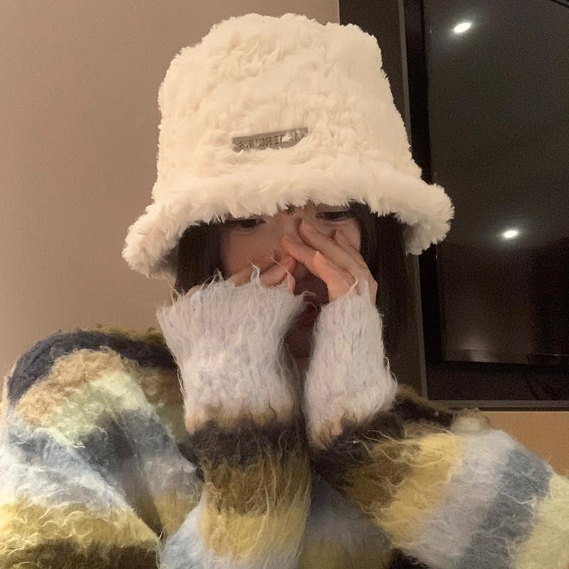 Белая стильная корейская панама для женщин, теплая и уютная из овечьей шерсти
