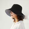 Korean Striped Double-side Bucket Hat For Women Wide Brim Anti-UV Sun Protection Panama Cap Outdoor Beach Travel Fishmen Caps