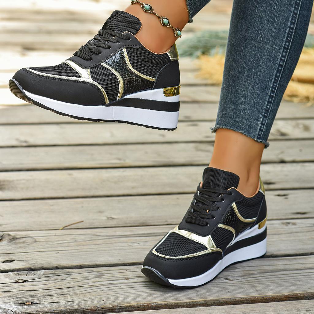Women's Lightweight Wedge Sneakers Fashion Lace Up Running Shoes for Women Casual Comfortable Walking Shoes Plus Size
