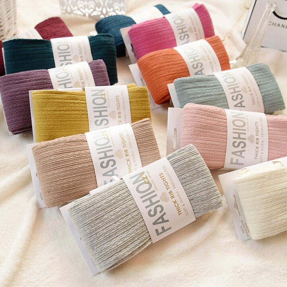 Yarn Knitted Footed Tights Woolen Winter Stretch Stockings Fashion Pantyhose Women