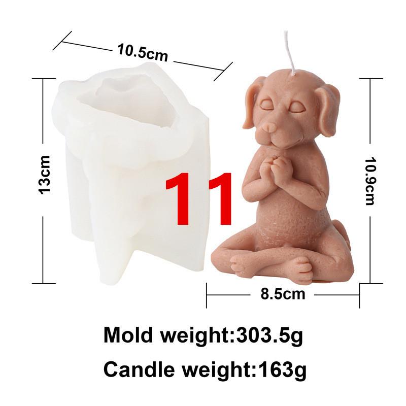 Yoga Animal Silicone Mold 3D Pug Prayer Meditating Rabbit Mould Praying Turtle DIY Mold Scented Candle Pet Plaster Resin Mold