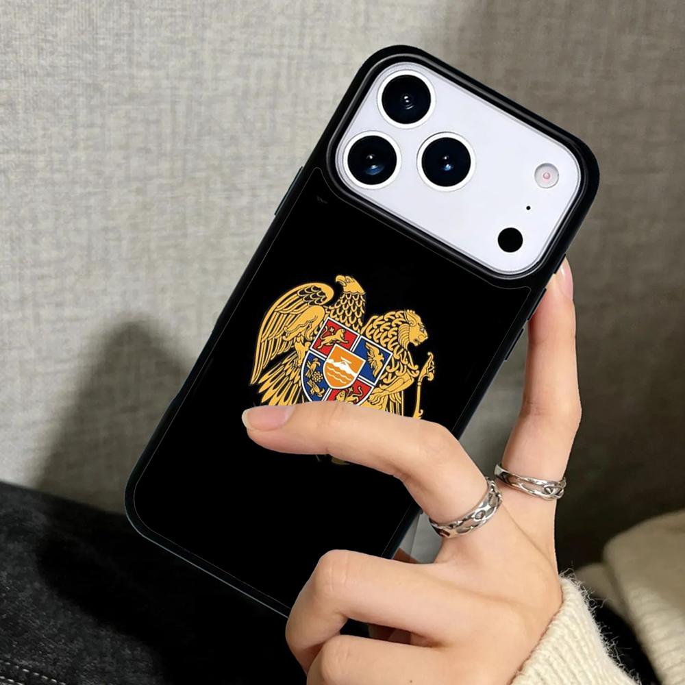 Capa Case for iPhone 17 Air 16 Pro Max 15 Plus 11 13 Mini 14 12 Back Phone Cover Armenia russia Flag coat of arms