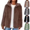 Solid Color Women's Double-Sided Coral Velvet Loose Hooded Warm Sweater Women's Zippered Lamb Wool Jacket