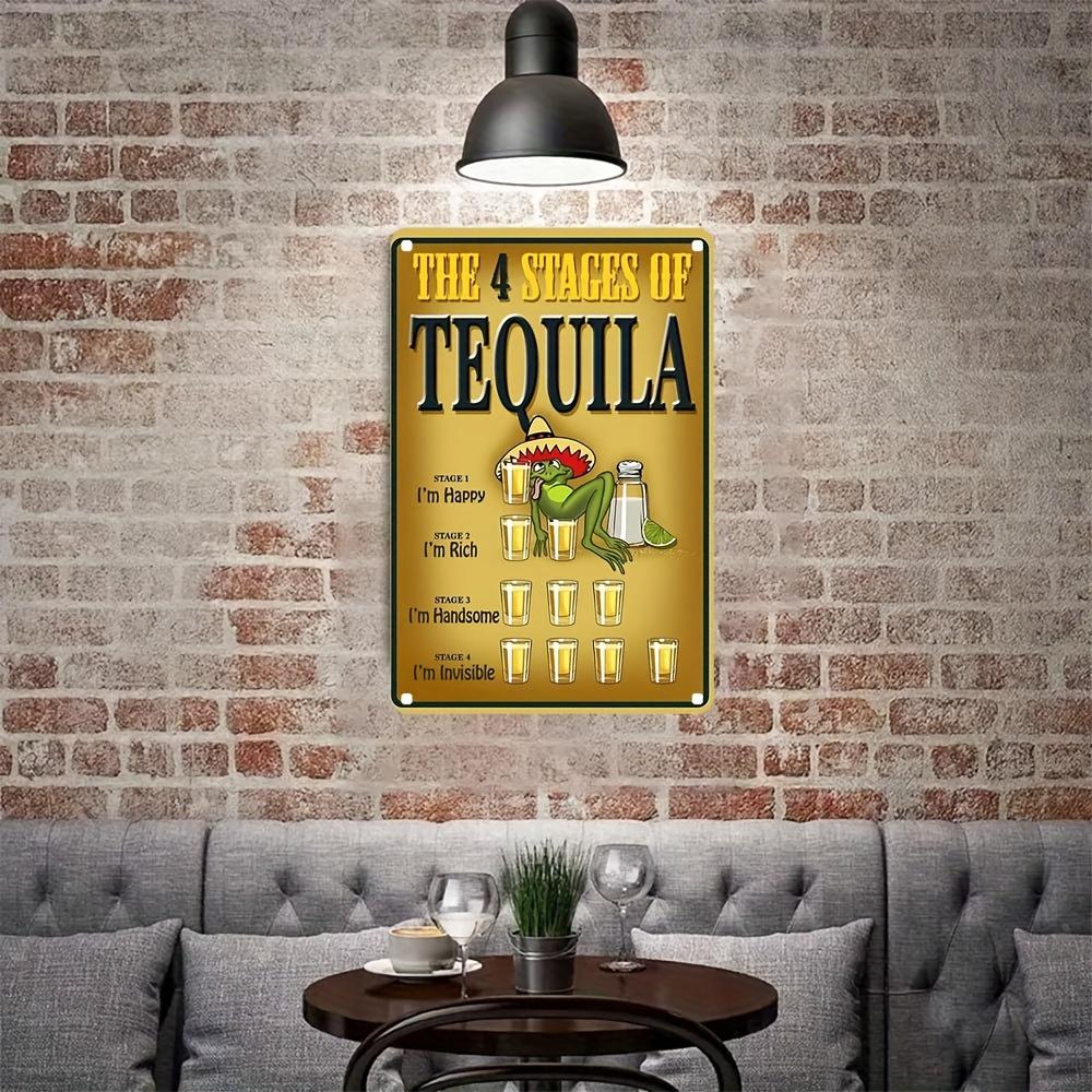 Home Relaxation Vintage Tequila Stages Metal Wall Sign Humorous Stage Design Wrought Iron Perfect for Bars and Dec
