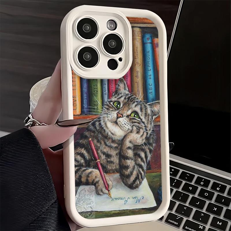 Чехол для телефона iPhone 17 Air 16E 15 16 Pro Max Смешные кошки Модный стиль Чехол 14 Plus 13 12 Mini Мягкий корпус Силиконовые Fundas