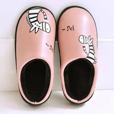 Хлопковые тапочки, мужские и женские зимние тапочки из искусственной кожи, водонепроницаемая сумка на толстой подошве, домашние нескользящие и теплые шерстяные тапочки