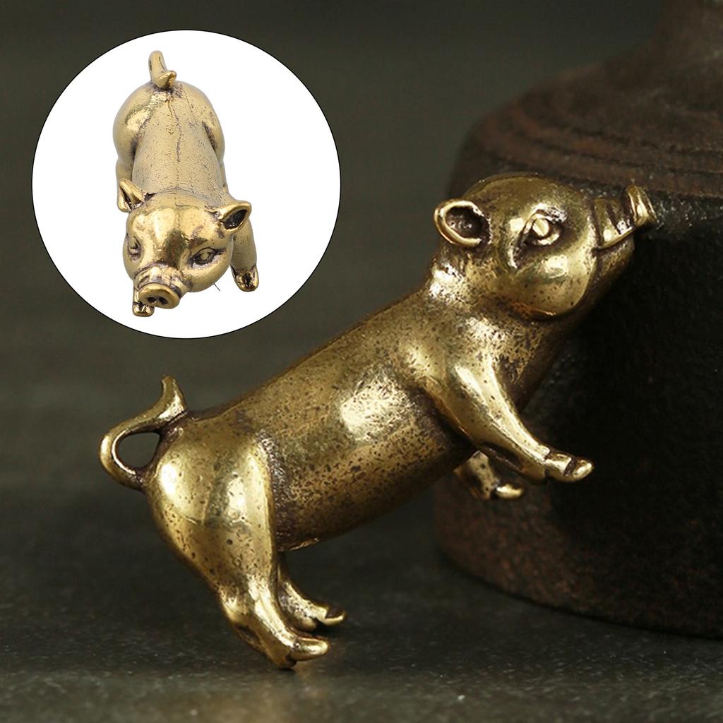 Латунные Креативные Маленькие Бронзовые Фигурки Свиней Китайские Украшения Свиньи Металлические Подвески Украшения Настольное Украшение Домашний Декор