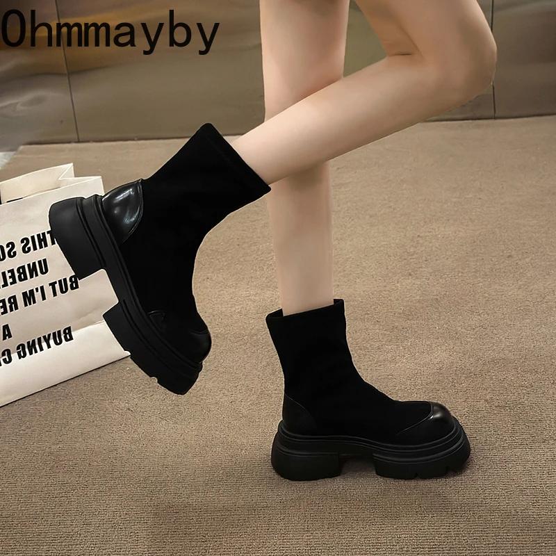 Fashion Autumn Chunky Women Slim Short Boots Fashion Back Zippers Thick Heel Ankle Booties Street Style Female Shoes