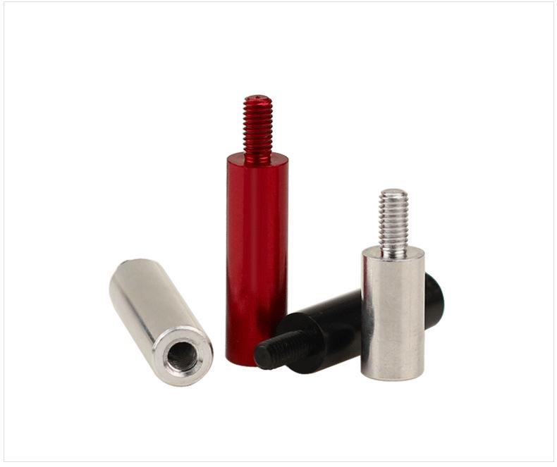 M3D6 Single-head Thread Isolation Post: Red/Black Aluminum Alloy Connecting Rod with Internal & External Threads
