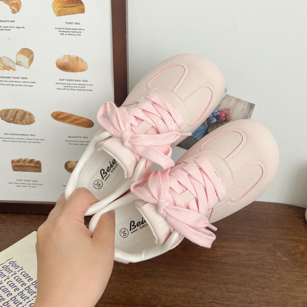 Pink German Training Board Shoes Female Ugly Cute Autumn New Chic Niche Casual Round Head Student Big Head Forrest Gump White Shoes
