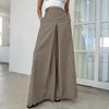 Элегантные женские повседневные брюки с эластичной спинкой, свободные брюки с широкими штанинами, офисные брюки