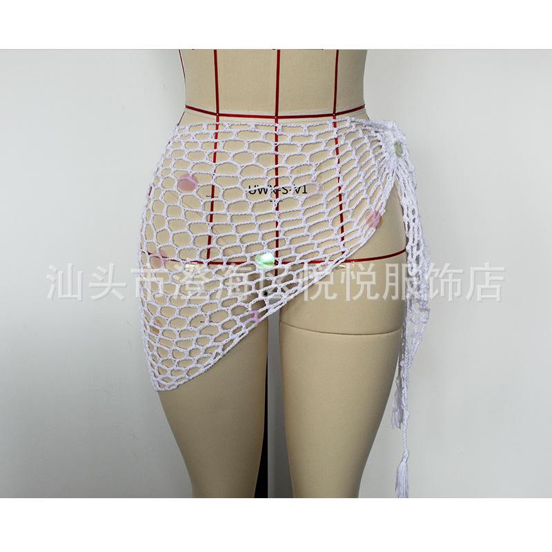 Hand-Crocheted Sequin Bikini Cover-Up Skirt