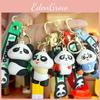 Creative Cute Panda Keychain Rubber Charm Backpack Decor In Bamboo Design