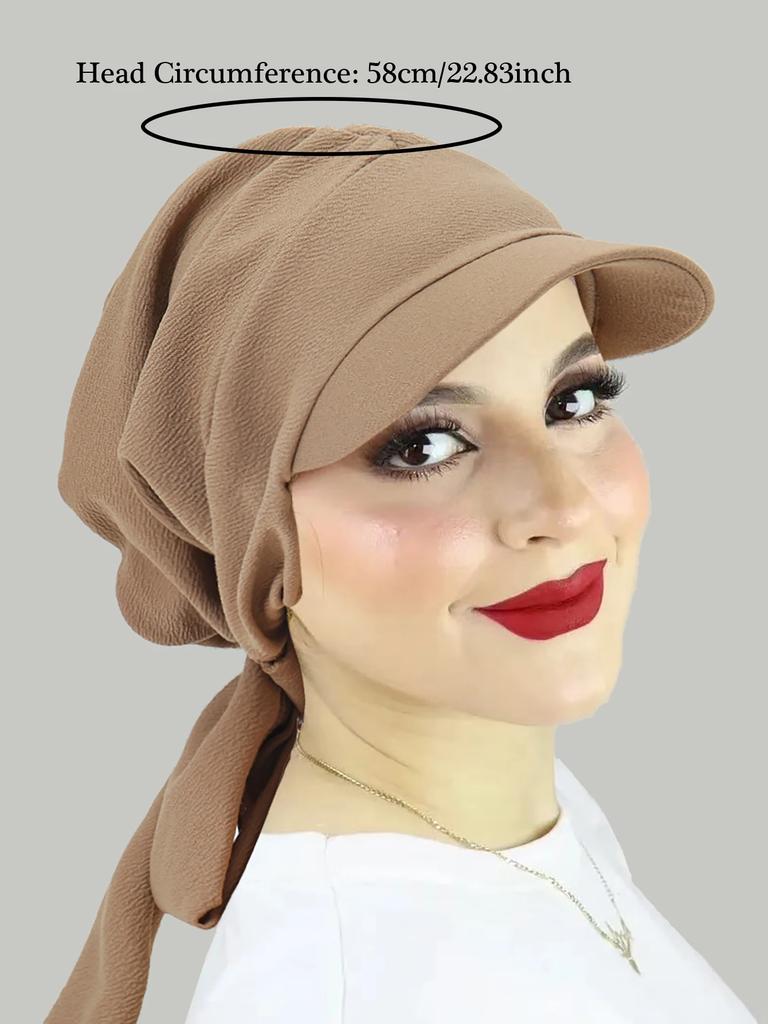 Solid Color Fashion Muslim Hijab Turban Hat for Women Visor Baseball Cap Sun Hats Headscarf Scarf Brim Femme Scarves Bandanas