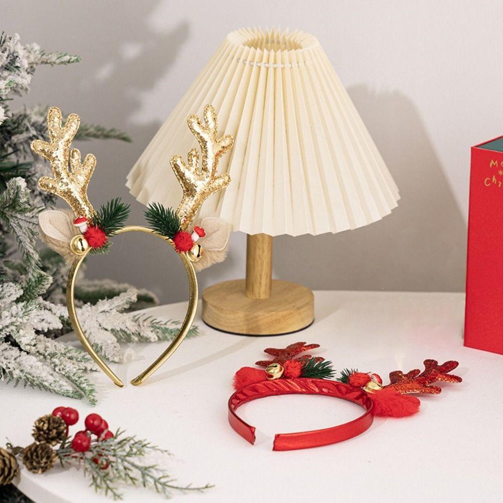Ободок с оленьими рогами, рога, колокольчик, рождественский ободок с рогами, новый рождественский обруч для волос 2025