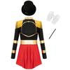 Girls Magician Jumpsuit Costume Long Sleeve Keyhole Back Fringe Epaulet Design Top Hat Gloves Wand Set