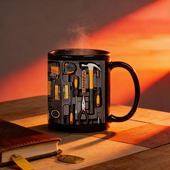 Кружка-инструментальный ящик механика Стильная керамическая чашка в виде инструментального ящика 11 унций Подарок на тему инструментов для механиков, папы, мужа